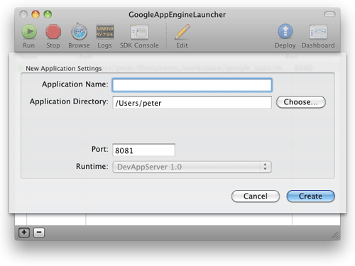 google app engine launcher - add app